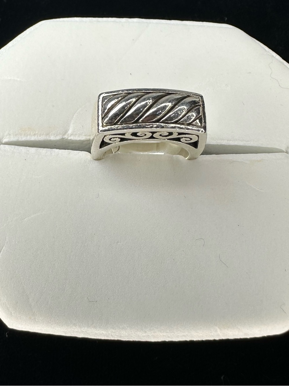 Brighton .925 Silver Rectangular Swirl & Scroll Band Ring Size 7